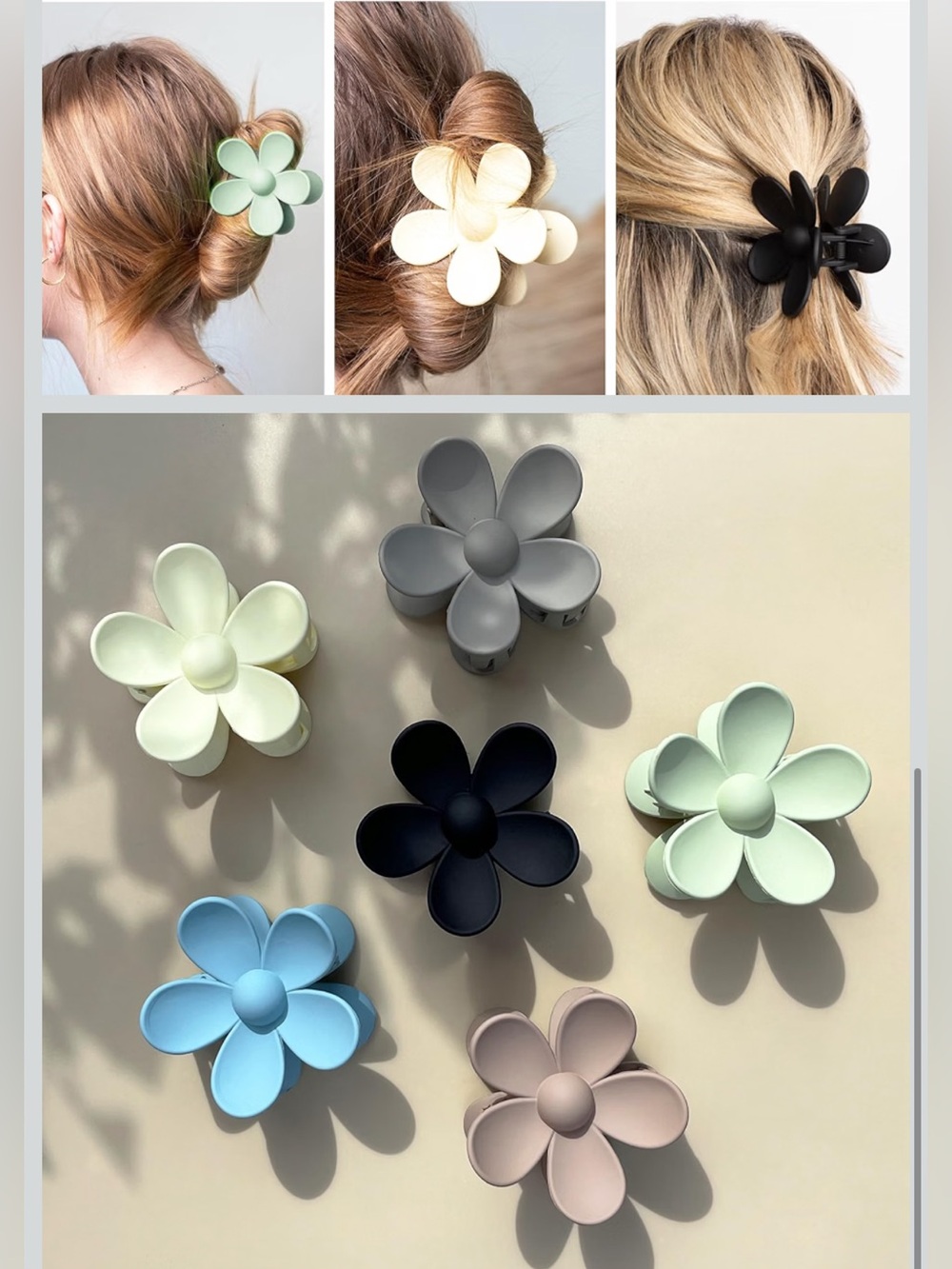 NIB Flower Hair Clips 6 PCS Flower Claw Clips Daisy Clips strong hold hair acces